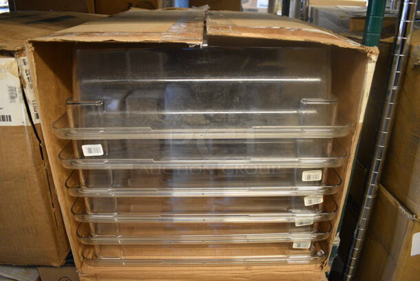 ALL ONE MONEY! Lot of 6 BRAND NEW IN BOX! Cambro Clear Poly Bins. 18x26x6
