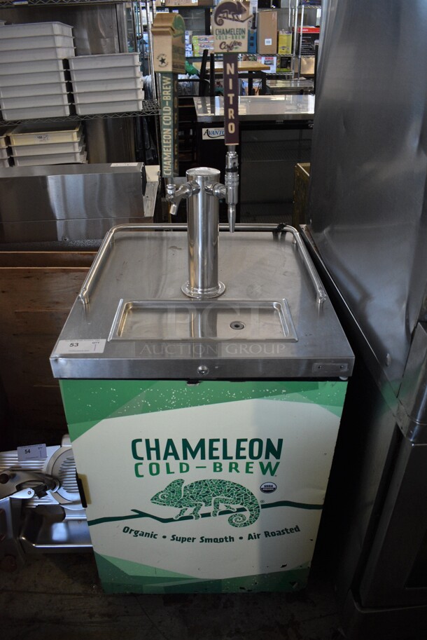 2015 Asber ADC C-23 NT Stainless Steel Commercial Direct Draw Kegerator w/ 2 Head Beer Tower and 2 Kegs. 115 Volts, 1 Phase. 25x29x64. Tested and Working! - Image 1 of 6