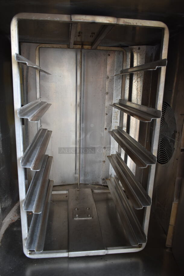 Baxter Stainless Steel Commercial Electric Powered Floor Style Mini Rotating Rack Oven on Double Pan Rack w/ Commercial Casters. 250 Volts, 3 Phase.  - Image 7 of 10