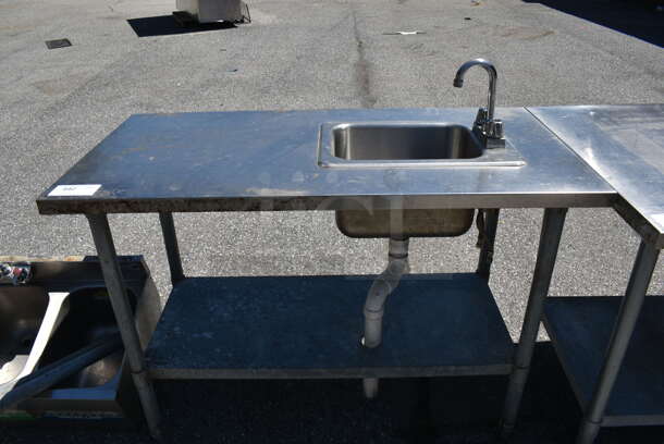 Stainless Steel Table w/ Sink Basin, Faucet, Handles and Under Shelf. 48x24x35.5. Bay 10x14x9