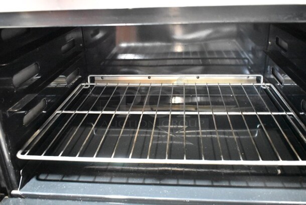 Dynamic Cooking Systems DCS 60-10-2N Stainless Steel Commercial Natural Gas Powered 10 Burner Range w/ 2 Ovens, Over Shelf and Back Splash.  - Image 5 of 6