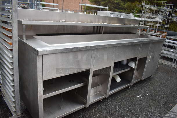 Stainless Steel Trough w/ Over Shelf and Under Shelves. 120x31x55  - Image 3 of 6