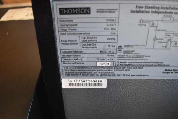 BRAND NEW SCRATCH AND DENT! 2021 Thomson Metal Mini Cooler Freezer Combo Unit. 115 Volts, 1 Phase. 18x19.5x33.5. Tested and Working! - Image 7 of 8