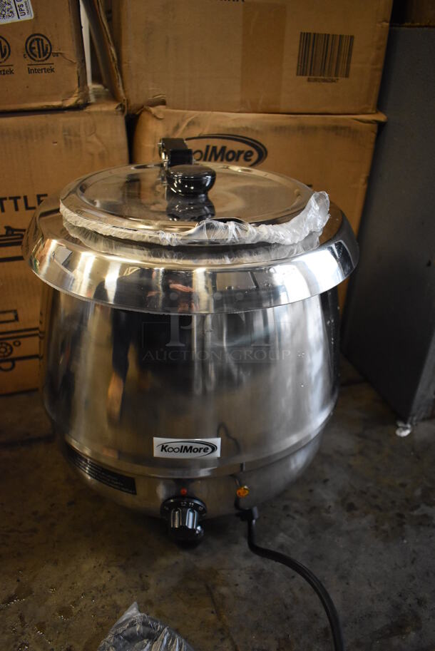 2 BRAND NEW IN BOX! KoolMore SK-SS-3G Stainless Steel Commercial Countertop Soup Kettle Food Warmer. 110 Volts, 1 Phase. 13x13x13. 2 Times Your Bid!