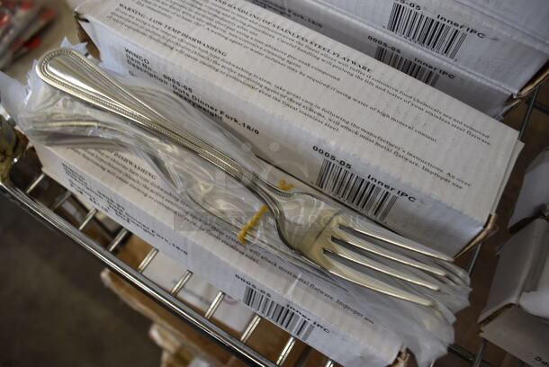 60 BRAND NEW IN BOX! Winco 0005-05 Stainless Steel Dots Dinner Forks. 7.5". 60 Times Your Bid! - Image 1 of 4