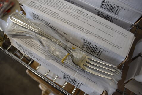 60 BRAND NEW IN BOX! Winco 0005-05 Stainless Steel Dots Dinner Forks. 7.5". 60 Times Your Bid!