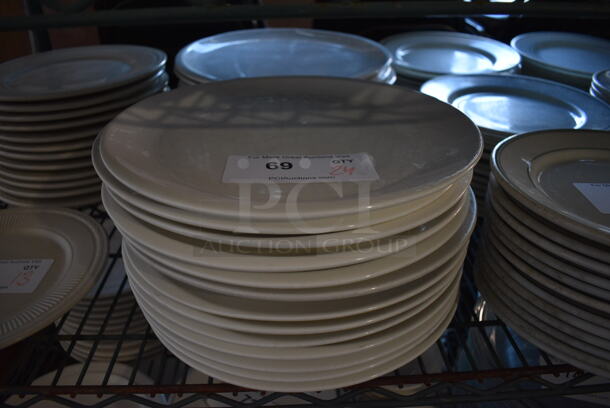 24 White Ceramic Plates. 11x11x1. 24 Times Your Bid!