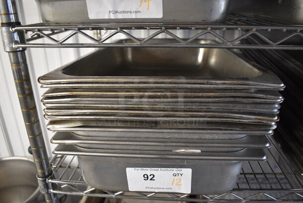 12 Stainless Steel Full Size Drop In Bins. 1/1x4. 12 Times Your Bid!
