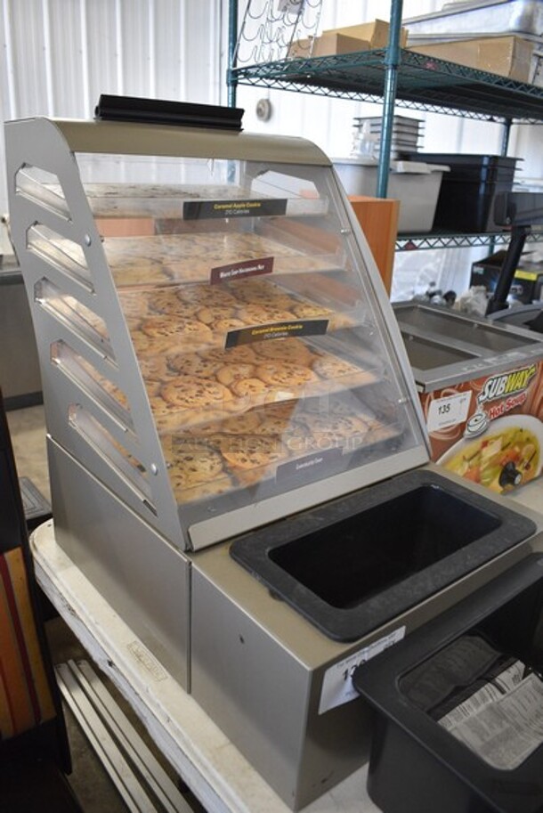 Nemco Brown Metal Countertop Cookie Display Case Merchandiser w/ Drink Holder Display and 2 Insulated Drop In Bins. 15.5x22x23.5. - Image 3 of 4