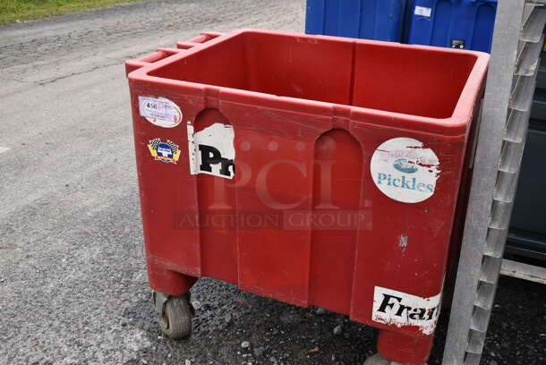Red Poly Insulated Portable Ice Bin Cart on Casters. 36x27x35 - Image 3 of 6