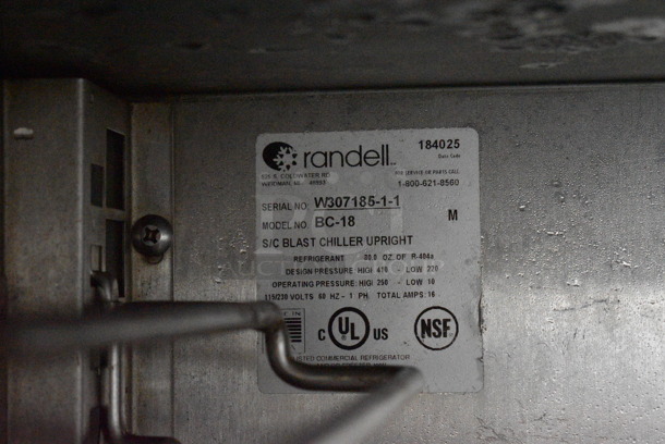2013 Randell Model BC-18 Stainless Steel Commercial Floor Style Blast Chiller w/ 1 Probe. 115/230 Volts, 1 Phase. 40x38x72 - Image 6 of 6