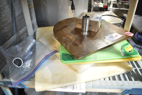 BRAND NEW SCRATCH AND DENT! Lot Including 6141A2510103 Pitco A2510103 Curved 1 1/2" Drain Pipe, 60HPD150 Heat Drain Pan Inserts, Wooden Seat