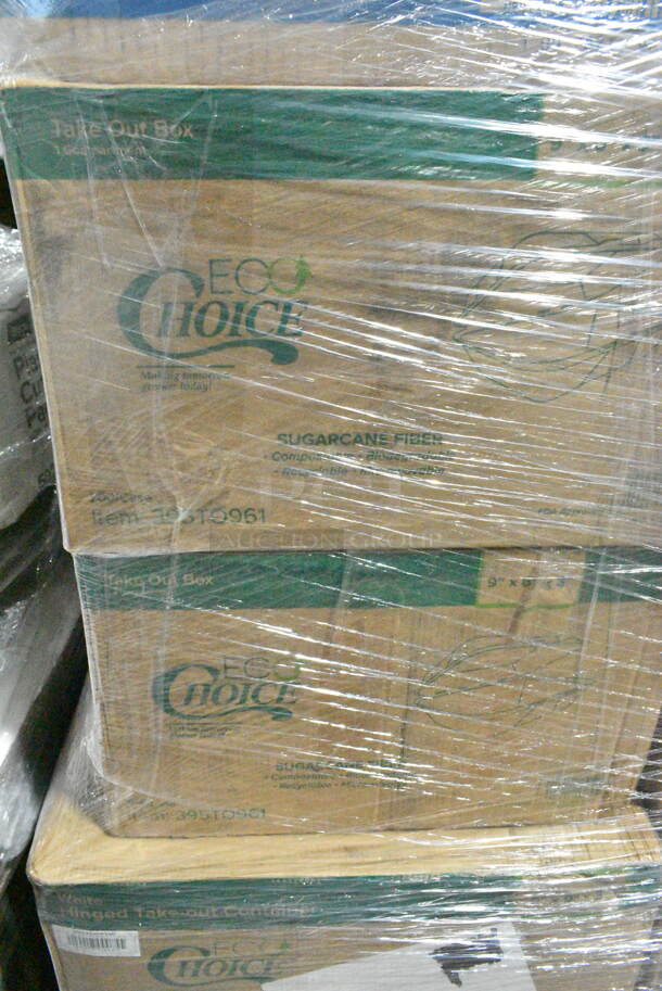 PALLET LOT of 23 BRAND NEW Boxes Including 130WWHFORKH Choice White Heavy Weight Wrapped Plastic Fork - 1000/Case, Fineline 5080-BK Super Bowl 80 oz. Black PET Plastic Bowl - 25/Case, DBP09HAM2015 Dixie Hampton Inn Dixie Basic 8-1/2" Plate Case Of 500, 760SOUP8WPA Choice 8 oz. White Double Poly-Coated Paper Food Cup with Vented Paper Lid - 250/Case, 4 Box 5001RT800B Lavex 8" White Hardwound Paper Towel, 800 Feet / Roll - 6/Case, 2 Box 395TO961 EcoChoice 9" x 6" x 3" Compostable Sugarcane / Bagasse 1 Compartment Take-Out Container - 200/Case, 395TO991 EcoChoice 9" x 9" x 3" Compostable Sugarcane / Bagasse 1 Compartment Take-Out Box - 200/Case, 2 Box 128HD12COMBO Choice Heavy Duty 12 oz. Microwavable Translucent Plastic Deli Container and Lid Combo Pack - 240/Case, 50010W Choice 10 oz. White Poly Paper Hot Cup - 1000/Case. 23 Times Your Bid!  - Image 9 of 12
