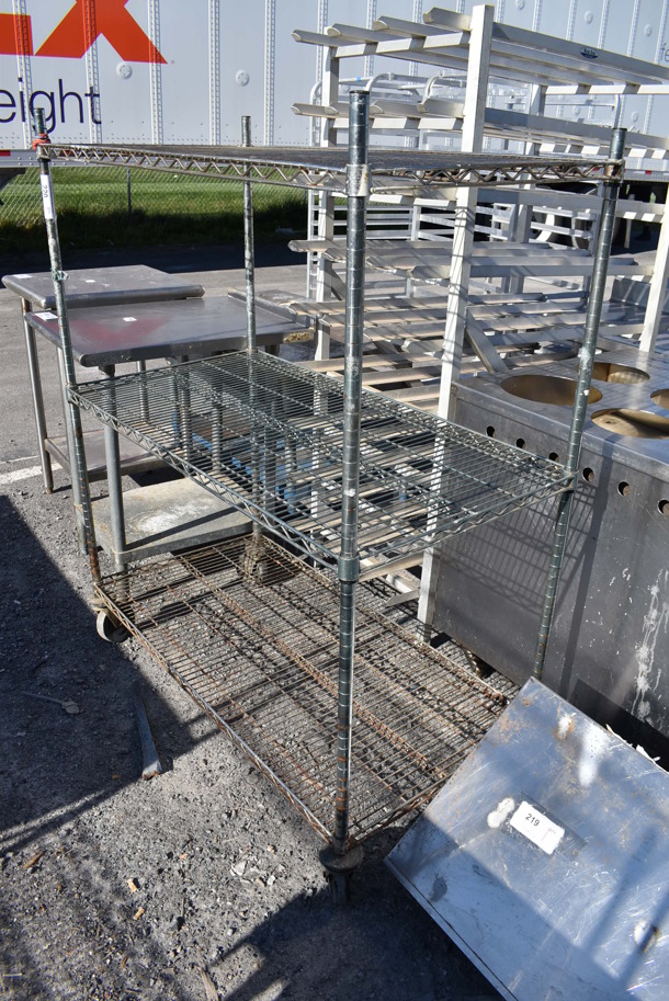 Chrome Finish 3 Tier Wire Shelving Unit on Commercial Casters. BUYER MUST DISMANTLE. PCI CANNOT DISMANTLE FOR SHIPPING. PLEASE CONSIDER FREIGHT CHARGES. 48x24x60