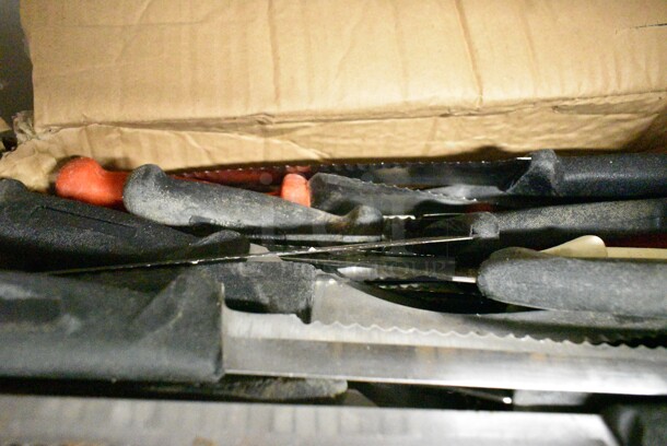 64 SHARPENED Stainless Steel Knives Including Serrated Bread Knives. 64 Times Your Bid!  - Image 5 of 5