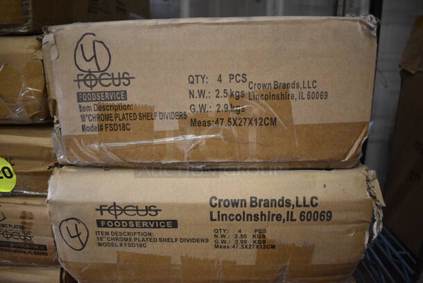 ALL ONE MONEY! Lot of 16 BRAND NEW IN BOX! Focus Chrome Finish Shelf Dividers. 18x9x2 - Image 4 of 4