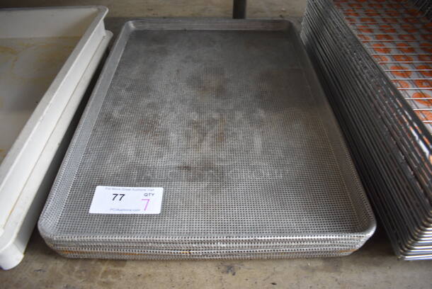 7 Metal Perforated Full Size Baking Pans. 18x26x1. 7 Times Your Bid!