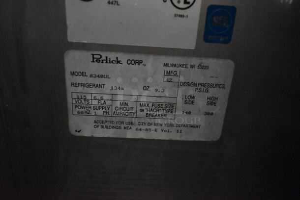 Perlick 8340UL Stainless Steel Commercial Back Bar Bottle Cooler w/ Sliding Lid on Commercial Casters. 115 Volts, 1 Phase. Tested and Powers On But Does Not Get Cold - Image 6 of 6