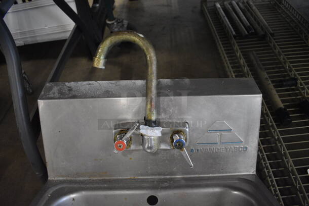 Advance Tabco Stainless Steel Commercial Single Bay Wall Mount Sink w/ Faucet and Handles. 17.5x15x21 - Image 3 of 5