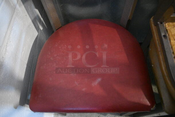2 Brown Metal Dining Chairs w/ Red Seat Cushion. 17x16x32. 2 Times Your Bid! - Image 3 of 3