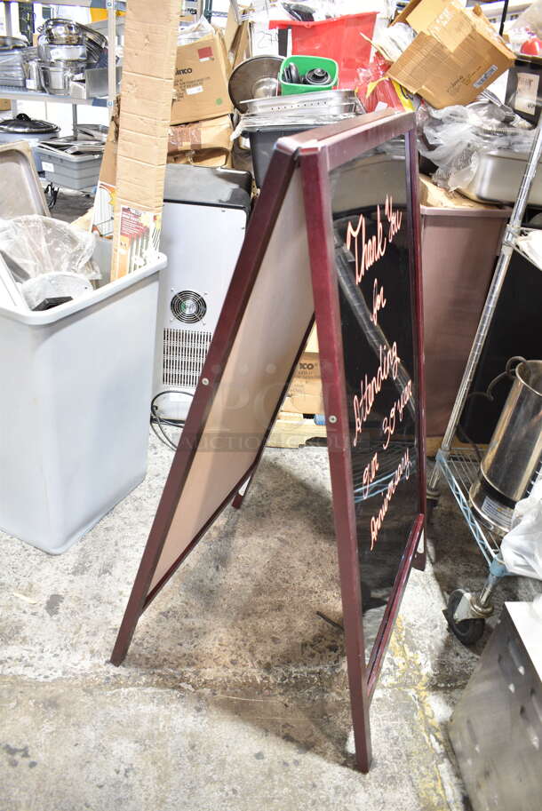 2 BRAND NEW! Items; A Frame Sidewalk Sign and Wood Pattern Serving Tray Stand. 25x2x45, 17x16x24. 2 Times Your Bid! - Image 5 of 6
