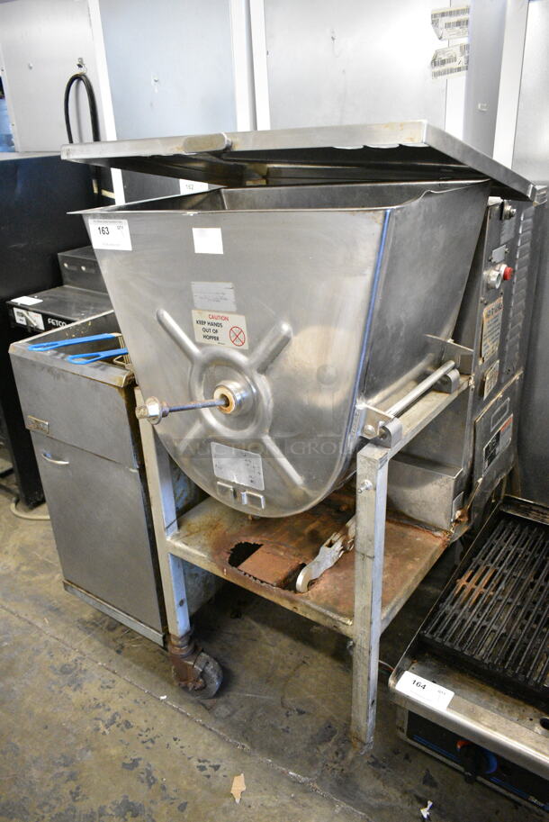 Hollymatic 175 Metal Commercial Floor Style Meat Mixer Grinder on Commercial Casters. 230 Volts.  - Image 2 of 8