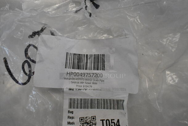 3 BRAND NEW SCRATCH AND DENT! Items Including HP2004116900 Vulcan 00-411690-00002 Timer 240v, HP2004970270 Vulcan 00-913102-00375 KIT,DOOR HNGE,RESTAURANT RANGE, HP0049757200 Vulcan 00-497572-000G2 Drain Pipe. 3 Times Your Bid!  - Image 7 of 7