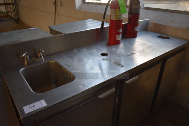 Stainless Steel Commercial Counter w/ Sink Bay, Handles and 3 Doors. 72.5x24.5x42 - Image 2 of 5