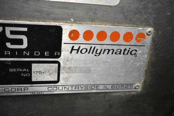 Hollymatic 175 Metal Commercial Floor Style Meat Mixer Grinder on Commercial Casters. 230 Volts.  - Image 8 of 8