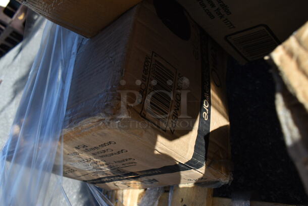 PALLET LOT of 12 BRAND NEW Boxes Including 3 Box 303COPMBP7 Acopa 7 1/4" Matte Black Stoneware Coupe Plate - 36/Case, 50016W Choice 16 oz. White Poly Paper Hot Cup - 1000/Case, C57PST1 Dart ClearSeal Hinged Lid Plastic Container 6" x 5 13/16" x 3" - 500/Case, 190H10LVS12OZ 10 Lane Universal Gravity Feed Bottle Organizer for 12 oz. to 16 oz. Bottles with Low Rings. 12 Times Your Bid!  - Image 8 of 12