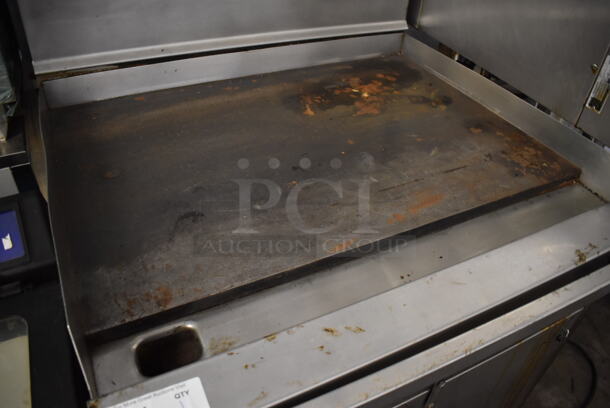 Stainless Steel Commercial Natural Gas Powered Flat Top Griddle w/ Convection Oven and Back Splash on Commercial Casters. 36x34x72.5 - Image 5 of 6