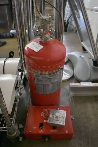 Buckeye Model BFR-10 Metal Fire Suppression Tank w/ Control Box. 10x10x26, 12x9x3.5