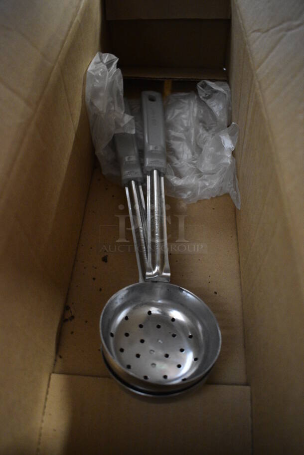 2 BRAND NEW IN BOX! Vollrath Stainless Steel Perforated Spoodles. 13.5. 2 Times Your Bid!