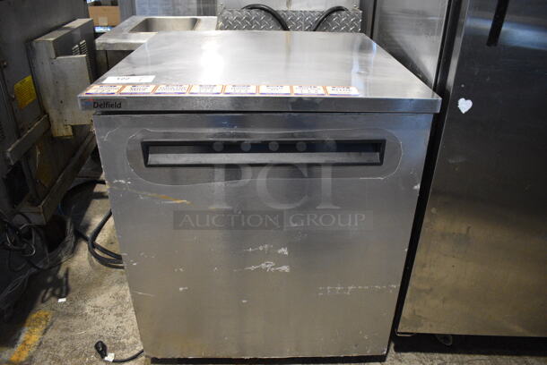 Delfield 406P-STAR2 Stainless Steel Commercial Single Door Undercounter Cooler on Commercial Casters. 115 Volts, 1 Phase. 27x28.5x32. Tested and Working!