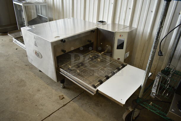 BRAND NEW SCRATCH AND DENT! Cooking Performance Group CPG 351ICOED Stainless Steel Commercial Countertop Electric Powered Impinger Conveyor Pizza Oven with 50" Belt. 240 Volts, 1/3 Phase. Tested and Working! - Image 4 of 9