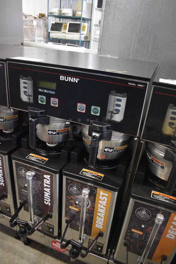 2013 Bunn Model DUAL SH DBC Stainless Steel Commercial Countertop Dual Coffee Machine w/ 2 Stainless Steel Brew Baskets and 2 Bunn Model SH SERVER Satellite Servers. 120/208-240 Volts, 1 Phase. 18x24x36. Tested and Working! - Image 3 of 5