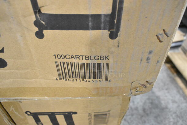 2 BRAND NEW SCRATCH AND DENT! Choice 109CARTBLGBK Black Utility / Bussing Cart with Three Shelves - 42" x 20". 2 Times Your Bid!  - Image 4 of 4