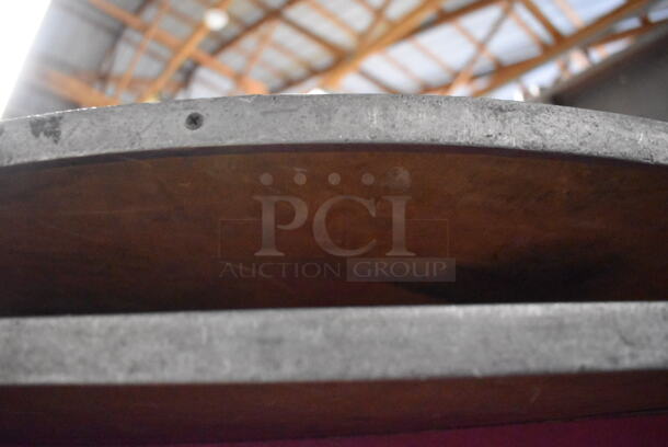 13 Wood Pattern Round Folding Tables w/ Metal Rim. 54x54x3. 13 Times Your Bid! - Image 4 of 4