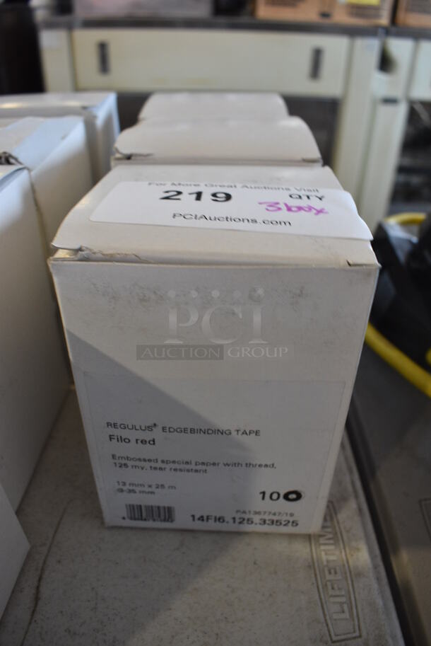 3 BRAND NEW Boxes of Regulus Edgebinding Tape. Red. 3 Times Your Bid! - Image 4 of 4