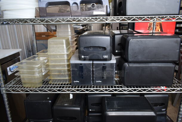 ALL ONE MONEY! Metro Lot of Various Items Including Poly Drop In Bins, Napkin Dispensers and Mop Heads. Shelving Unit Not Included. - Image 5 of 9