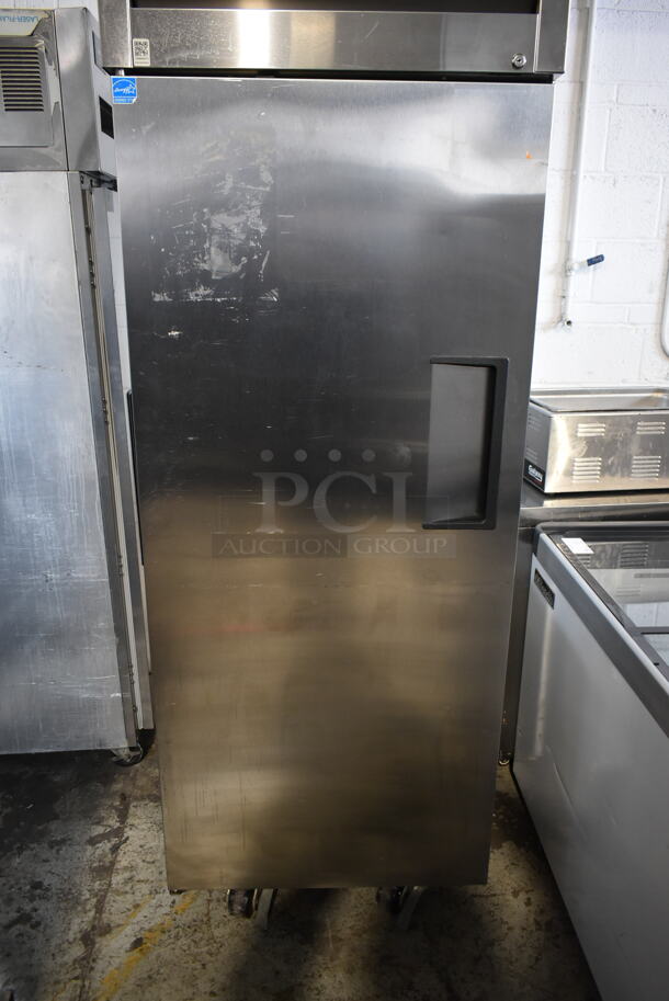 2015 True TG1R-1S ENERGY STAR Stainless Steel Commercial Single Door Reach In Cooler w/ Poly Coated Racks on Commercial Casters. 115 Volts, 1 Phase. Tested and Working! - Image 3 of 7