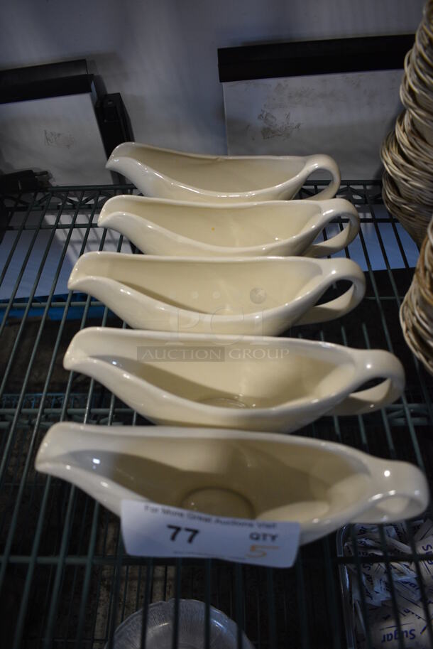 5 White Ceramic Gravy Boats. 9x3x4. 5 Times Your Bid!