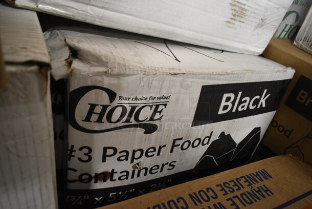 PALLET LOT of 20 BRAND NEW Boxes Including 2 Box 795PTOKFT2 Choice 7 3/4" x 5 1/2" x 2" Kraft Microwavable Folded Paper #2 Take-Out Container - 200/Case, 500CC16 Customizable Plastic Cold Cup, 2 Box 394360M Noble Products Powdered Disposable Vinyl Gloves for Foodservice - 1000/Case, Carlisle 609131 10 oz. 18/8 Mirror Polish Stainless Steel Roll-Top Covered Snack Dish, Choice Black #3 Paper Food Containers, CTR16BF BOWL W/LID 16oz RND 240 SAFESEAL BOWL W/FLAT LID, 346MEDCUP1Z Choice 1 oz. Disposable Polypropylene Graduated Medicine Cup - 5000/Case, Choice Ripple Wall Hot Cups, 966TALLFLDN Choice Kraft Natural Tall-Fold 6" x 13" Dispenser Napkin - 8000/Case, 129MCS28B Choice 28 oz. Black Rectangular Microwavable Heavy Weight Container with Lid 8 3/4" x 6 1/4" x 1 3/4" - 150/Case. 20 Times Your Bid! - Image 2 of 12