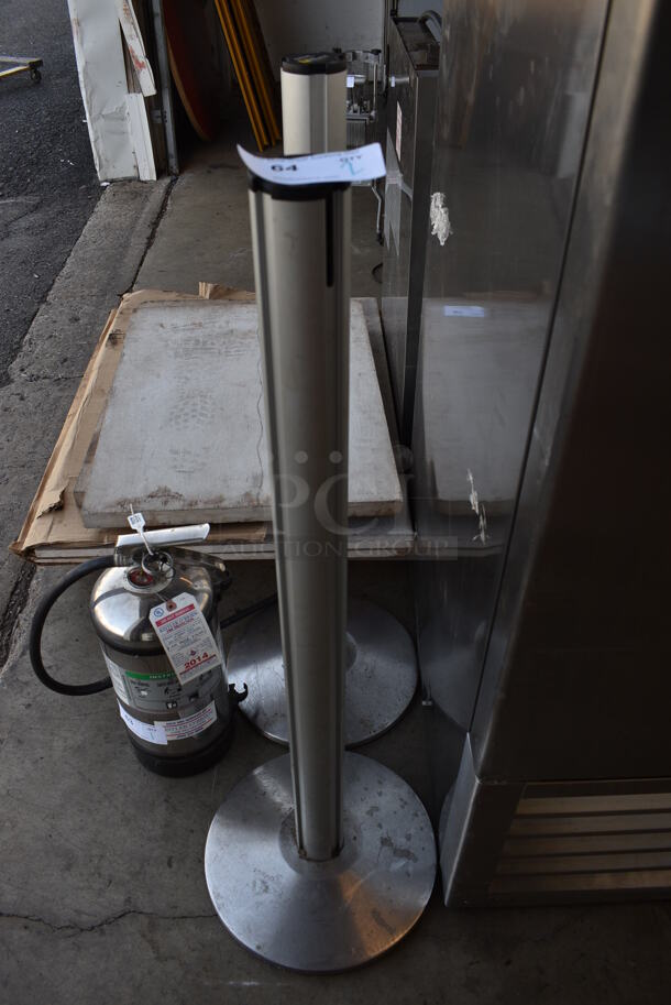 2 Beltrac Metal Stanchions. 14x14x41. 2 Times Your Bid!