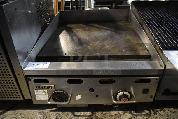 Vulcan Stainless Steel Commercial Countertop Natural Gas Powered Flat Top Griddle w/ Thermostatic Controls. 24x32x16