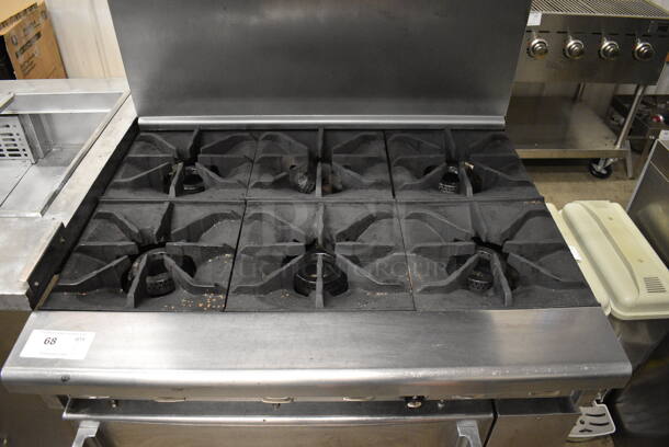 Imperial Stainless Steel Commercial Natural Gas Powered 6 Burner Range w/ Oven and Salamander Cheese Melter. 36x34x71 - Image 5 of 6