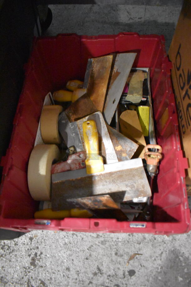 ALL ONE MONEY! Lot of Various Items Under Table Including Poly Bins, Metal Items and Bare Paper Cones - Image 7 of 10