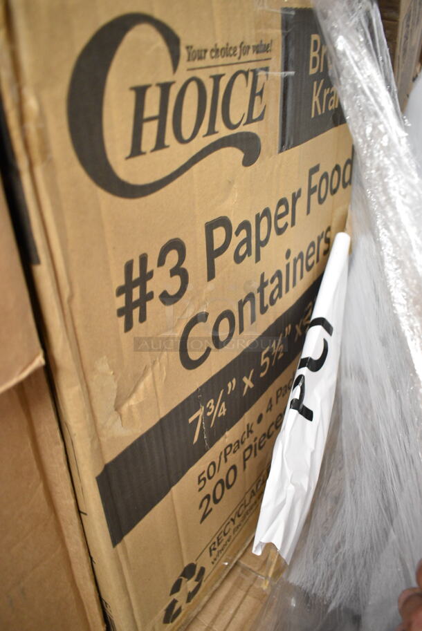 PALLET LOT of 25 BRAND NEW Boxes Including 43205800 Choice White Linen-Feel 1/8 Fold Dinner Napkin - 800/Case, Dart 10PWCR Concorde 10 1/4" White Non-Laminated Round Foam Plate - 500/Case, 3 Box 128HD16COMBO ChoiceHD 16 oz. Microwavable Translucent Plastic Deli Container and Lid Combo Pack - 240/Case, Solo X8-J8002 Trophy Plus 8 oz. Symphony Foam Cup - 1000/Case, 347RS Choice 1 oz. Clear Plastic Shot Glass - 2500/Case, Dart 10J10 10 oz. White Customizable Foam Cup - 1000/Case, Lavex 257UB1648 16" x 48" Heavy-Duty Steel U-Boat Utility Cart - 2000 lb. Capacity, Barbecue Bags. 25 Times Your Bid! - Image 9 of 12