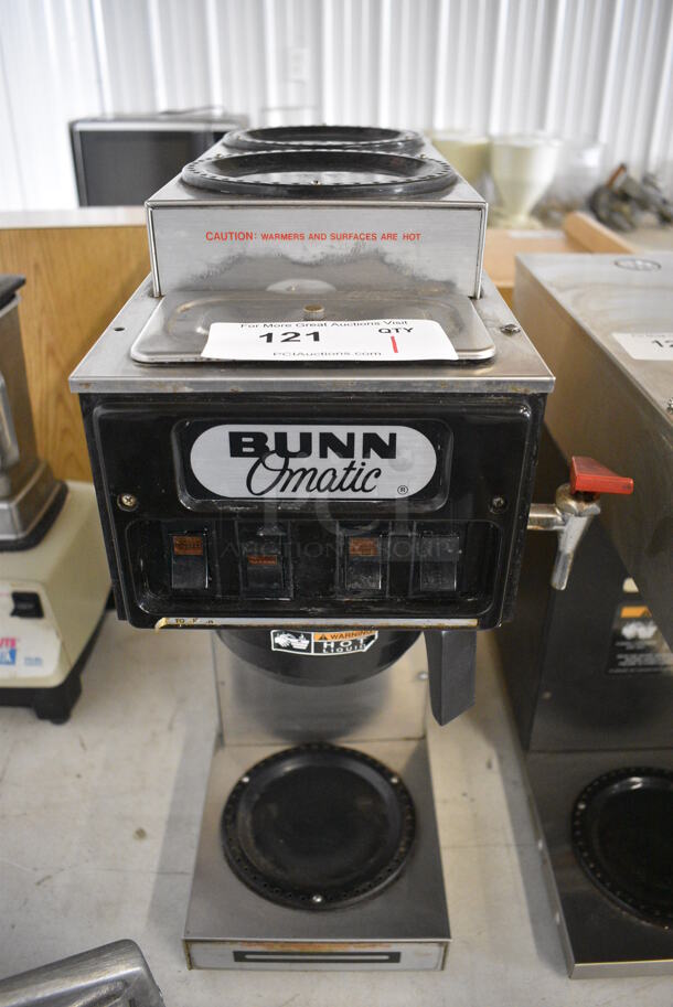 Bunn Model STF-15 Metal Commercial Countertop 3 Burner Coffee Machine w/ Hot Water Dispenser. 120 Volts, 1 Phase. 11x19x22