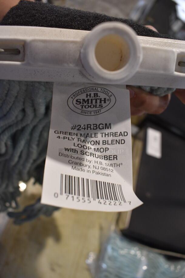 3 HB Smith Green Male Thread 4 Ply Rayon Blend Loop Mop Heads. 2 NEW. 3 Times Your Bid! - Image 3 of 3